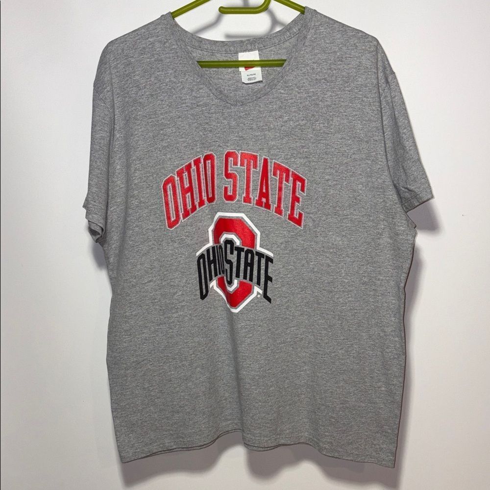 Hanes Ohio State Gray T-Shirt with Red and Black Logo